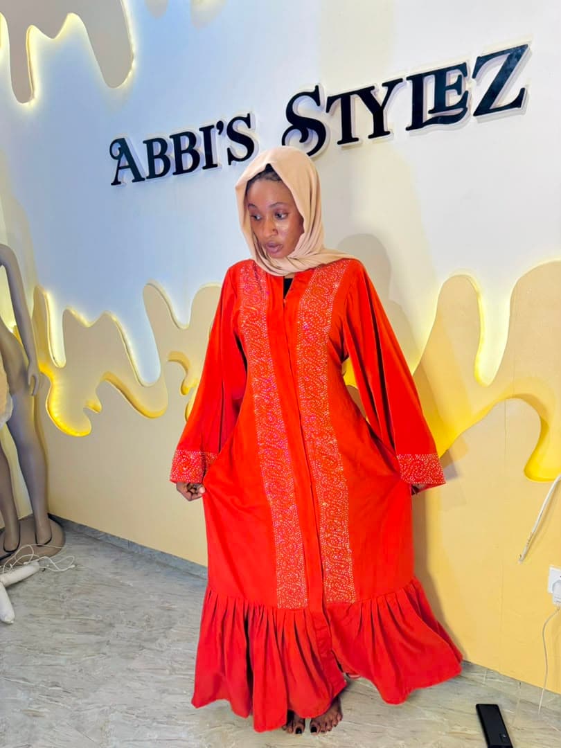 Modest Royal Red Abaya Gown