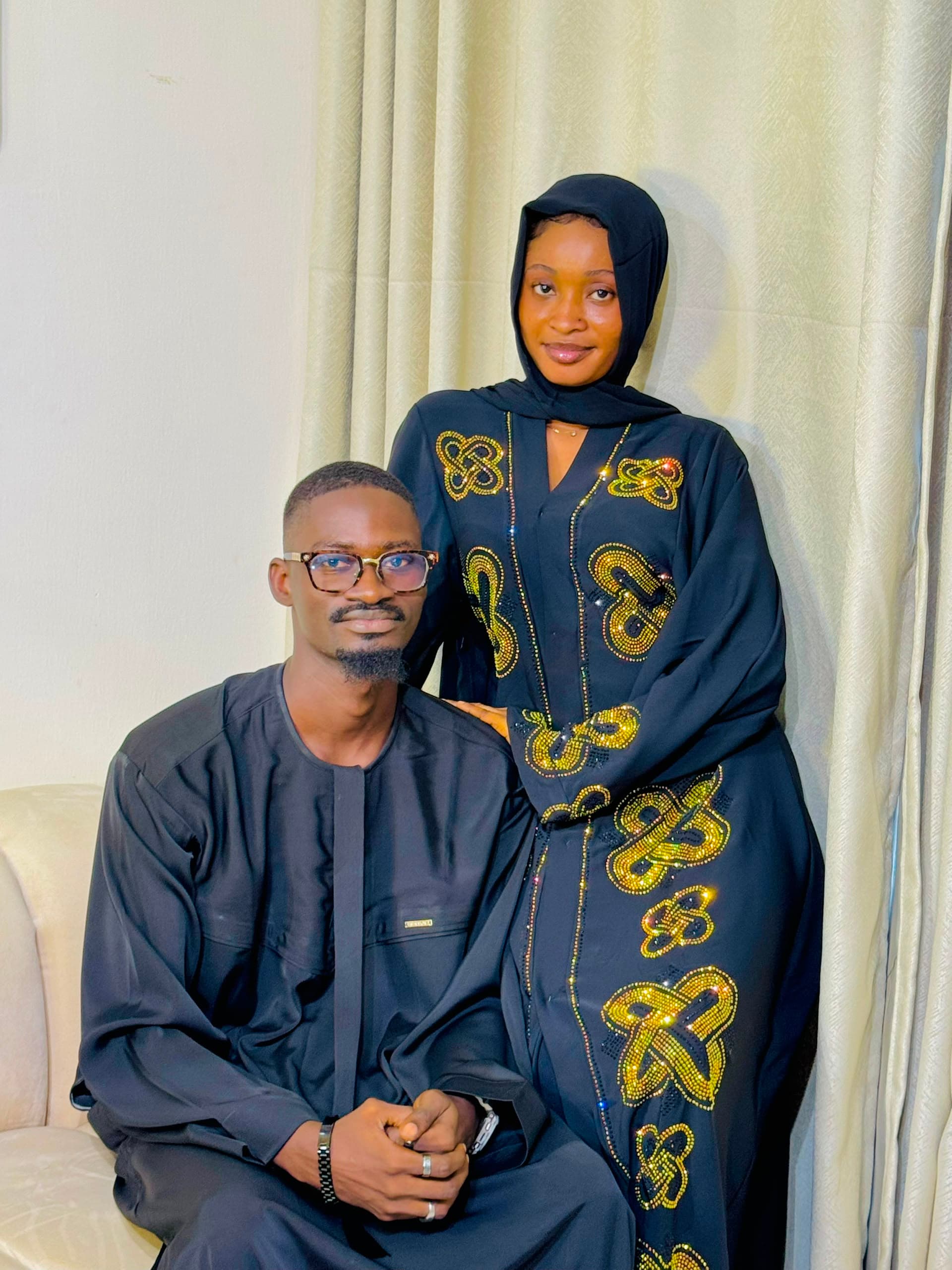 Luxury Couple Set (Black Abaya & Jalab)